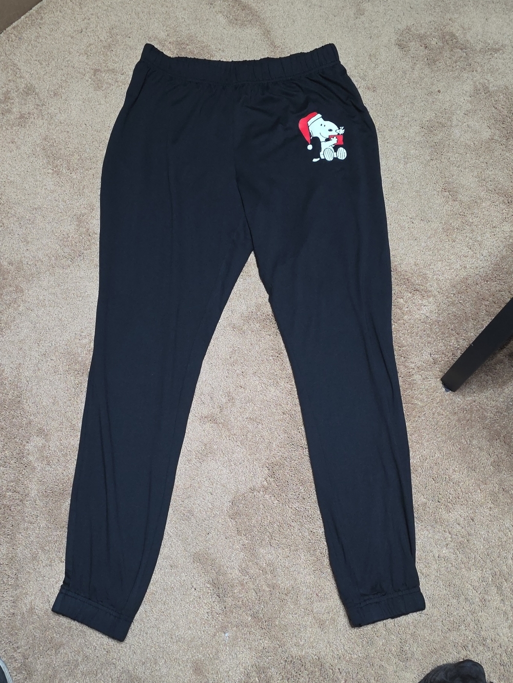 Munki Munki Peanuts Black Uni-Sex Holiday Snoopy Jogger Bottoms